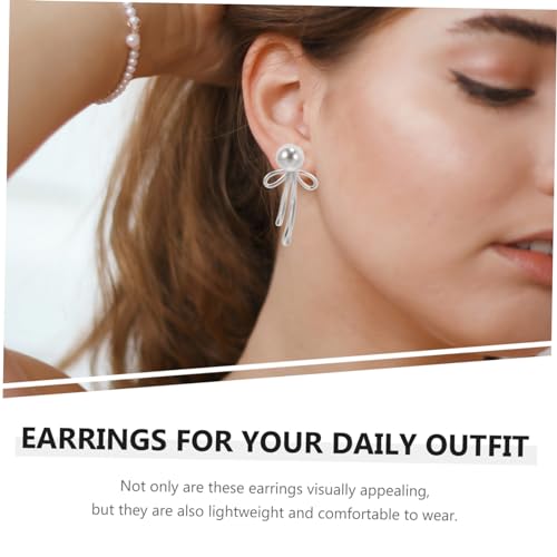 CONGARTENO Schleifen Ohrringe Damen Ohrstecker mit Perlen Design Vergoldet Silber Stilvolle Schmuckgeschenke für Geburtstag Valentinstag Langlebige Ohrschmuck von CONGARTENO