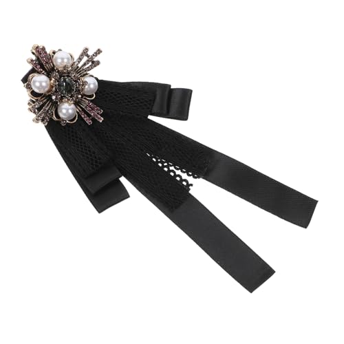 CONGARTENO Schleifenbrosche Damen Vintage mit Spitzen und Imitationsperlen Leichte Anstecknadel für Blusen und Kleider Vielseitiges Barock Accessoire für Festliche und Casual Outfits von CONGARTENO