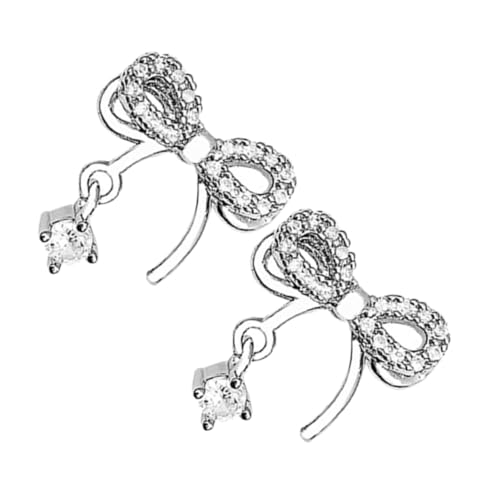 CONGARTENO Schlichte Silberne Bowknot Ohrstecker mit Funkelnden Zirkonia Kleine Zierliche Damenohrringe Langlebiger Schmuck für Partys Hochzeit und Alltag Eleganter Spielerischer Look von CONGARTENO