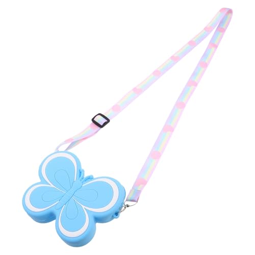 CONGARTENO Schmetterling Geldbörse Silikon Umhängetasche für Kinder Mädchen Kleiner Münztasche Klein Himmelblau Robust Niedlich Vielseitig für Alltag und Ausflüge von CONGARTENO