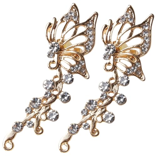 CONGARTENO Schmetterlings Ohrklemme mit Funkelnden Zirkonia Ohrkletterer für Damen Eleganter Clip Ohrschmuck Vielseitig Kombinierbar für Alltag und Party Teiliges Goldfarben von CONGARTENO