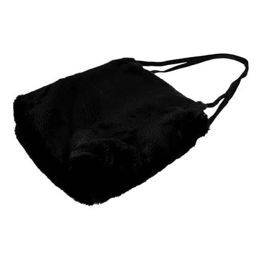 CONGARTENO Schwarze Damen Umhängetasche aus Weichem Plüsch Crossbody Handtasche für Alltag Schule Shopping und Freizeit Kompakt Leicht und Langlebig Gestaltet von CONGARTENO