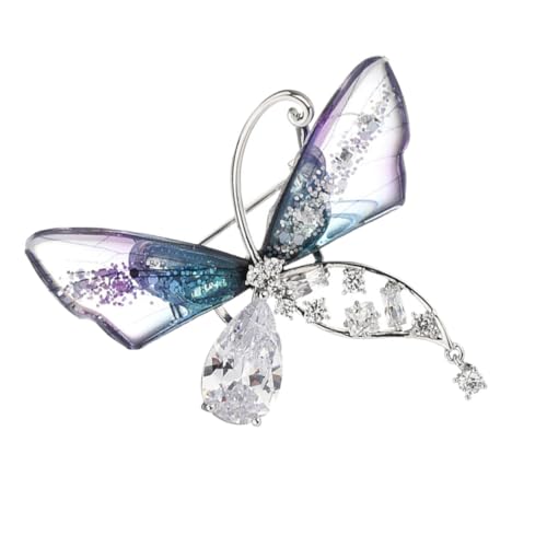 CONGARTENO Silberbrosche Damen Schmetterling mit Funkelndem Zirkonia Tier Anstecknadel für Kleidung Stilvolles Schmuck Accessoire Perfektes für Frauen und Bekleidungsschmuck von CONGARTENO