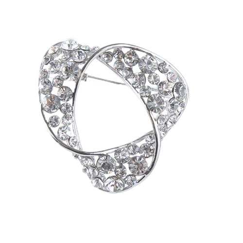 CONGARTENO Silberfarbene Brosche mit Strassbesatz Schalring Brosche für Damen Langlebig und Kreativ Robuste Anstecknadel Vielseitig für Kleidung und Festliche Anlässe Geeignet von CONGARTENO