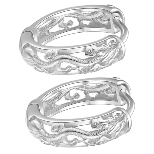 CONGARTENO Silberfarbene Vintage Dragon Creolen Herren Ohrringe aus Retro Ethno Stil Ohrschmuck Leichte Langlebige Drachen Design Creolen für Alltag und Bühne Modisches für Männer von CONGARTENO