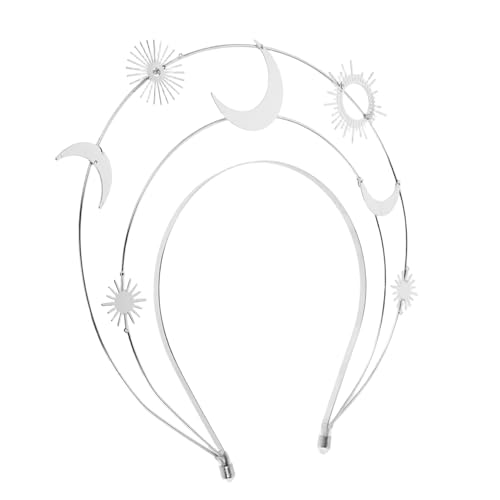 CONGARTENO Silberne Göttin Haarreif mit Mond und Sternen Handgefertigtes Dreilagiges Sternen- Stirnband für Braut Party Geburtstag und Griechische Göttin Kostümaccessoires von CONGARTENO