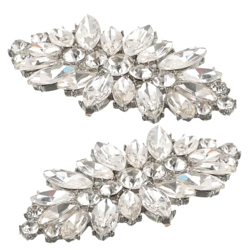 CONGARTENO Silberne Strass Schuhclips Abnehmbar Dekorative Schuhschnallen mit Funkelnden Kristallen Einfach zu Befestigen für Brautschuhe High Heels Hochzeit Party und Besondere Anlässe von CONGARTENO