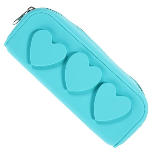 CONGARTENO Silikon Makeup Pinsel Tasche mit Reißverschluss Kompakt und Langlebig Wasserdichtes Kosmetik Etui für Reisen und Alltag Leichtes Make Up Pinsel Organizer Bag in Pfau Blau von CONGARTENO
