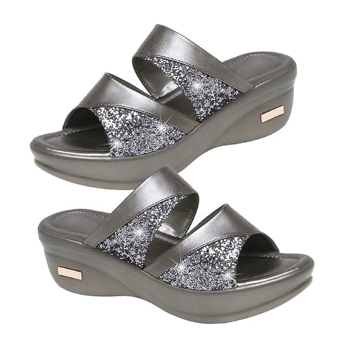 CONGARTENO Sommer Damen Keilabsatz Sandalen mit Dicker Sohle Offene Zehen Fischmaul Design Bequeme Outdoor Slipper Casual Schuhe für Frauen von CONGARTENO