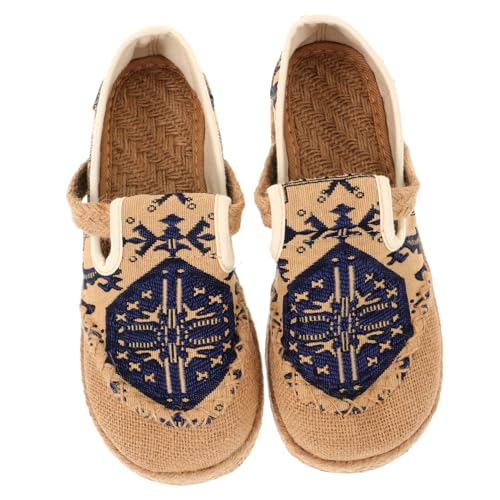 CONGARTENO Sommer Damen Stoffschuhe Flache Sohle Atmungsaktiv Handgestickt Bequeme Leichte Baumwolle Schuhe von CONGARTENO