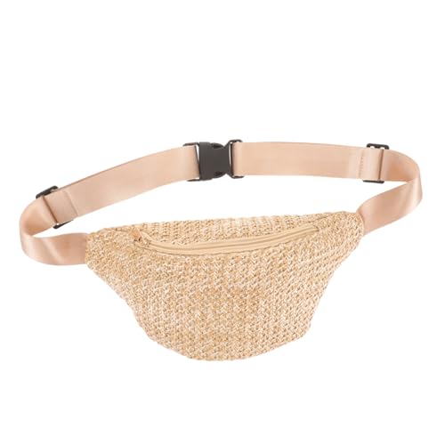 CONGARTENO Sommerliche Mini Bauchtasche Damen Boho Stil Imitation Stroh Gewebt Leichte Crossbody Brusttasche für Handy Schlüssel Karten Lippenstift von CONGARTENO