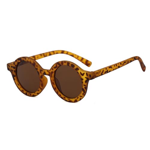 CONGARTENO Sonnenbrille Retro Kleine Runde Form Leopard Muster Uv Schutz Outdoor Sonnenbrille für Mädchen Jungen Bpa Frei Pc Harz Material von CONGARTENO