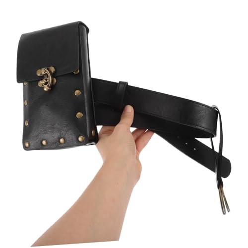 CONGARTENO Steampunk Mittelalterliche Gürteltasche Robust Verschleißfest Renaissance Accessoires Handy Tasche Vielseitig für Cosplay Sport Hüftbeutel Damen Herren Schwarz von CONGARTENO