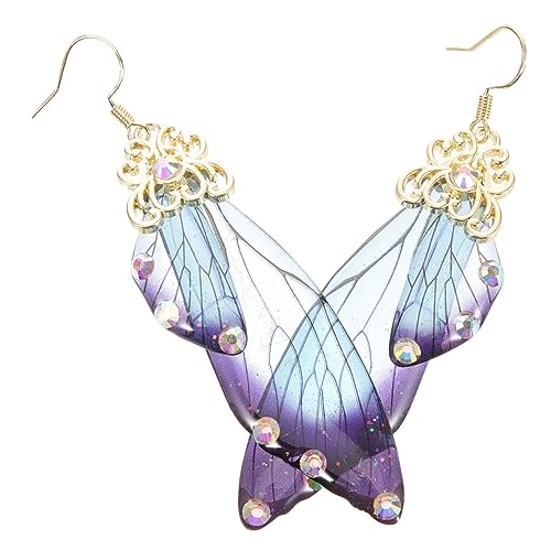 CONGARTENO Sterling Silber Schmetterlingsflügel Ohrhänger Damen Ohrschmuck Lang Ohrstecker Elegant Farbverlauf Blau Violett Schmuck von CONGARTENO
