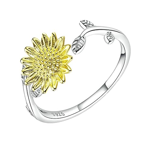 CONGARTENO Sterling Silber Sonnenblumenring Damen Offener Verstellbarer Ring Eleganter Texturring Hochzeit Verlobung Schmuck CONGARTENO Sterling Silber Sonnenblumenring Damen Offener Verstellbarer Ring Eleganter Texturring Hochzeit Verlobung Schmuck von CONGARTENO