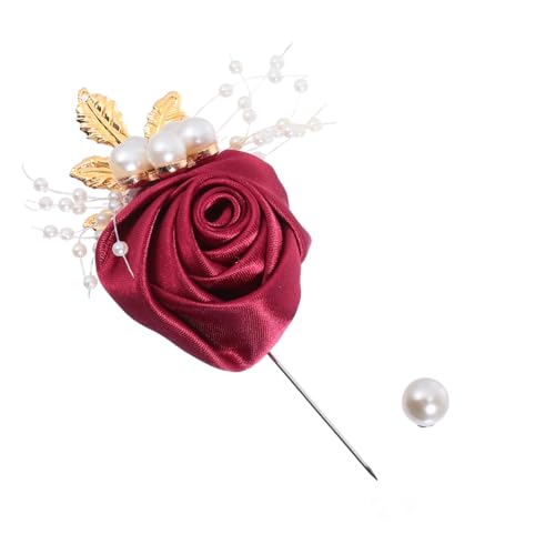 CONGARTENO Stoffblumen Brosche in Weinrot Leichte Anstecknadel für Hochzeitskleider und Festliche Kleidung Modischer Schmuck für Damen Langlebig und Angenehm zu Tragen von CONGARTENO
