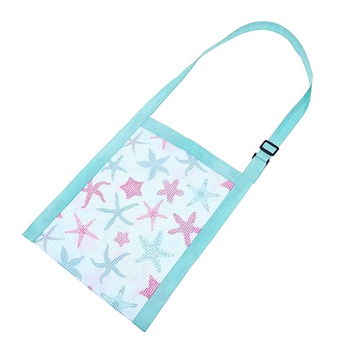 CONGARTENO Strandtasche mit Muschel motiv Verstellbarem Schultergurt Atmungsaktivem Netzmaterial Schnell Trocknend als Sammeltasche für Jungen und Mädchen bei Ausflügen Am Strand von CONGARTENO