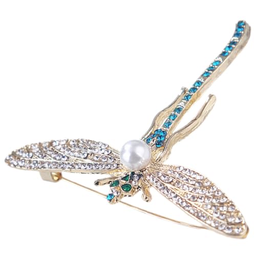 CONGARTENO Strass Libellen Brosche mit Perlenbesatz Modische Anstecknadel für Damen Eleganter Schmuck für Kleidung Schal und Taschen Blauer Hochwertiges von CONGARTENO