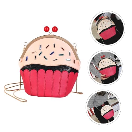 CONGARTENO Stylische Umhängetasche für Damen Kreative Cake Ice Form Rote Süße Schultertasche Langlebig und Praktisch für Alltag Camping und Dating Geeignet Sicheres Verschlusssystem von CONGARTENO