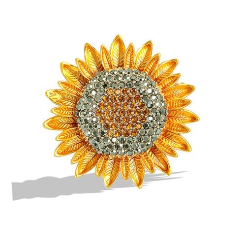 CONGARTENO Sunflower Brosche mit Strasssteinen Eleganter Ansteckpin für Damen Modisches Blumen accessoire Vielseitig Tragbar an Kleidung Schal Mantel für Hochzeit Party Business von CONGARTENO