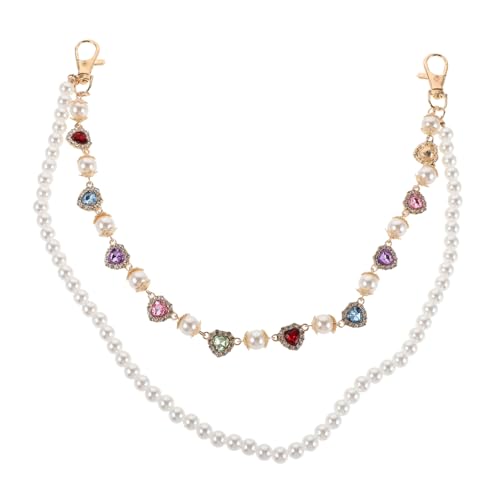 CONGARTENO Taillenkette mit Mehrlagigen Ketten und Funkelnden Strasssteinen Perlenimitat und Filigranen Herzdetails Modische Hosenkette für Damen und Herren Vielseitiges Accessoire für von CONGARTENO