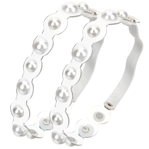CONGARTENO Transparente Abnehmbare High Heel Schuhriemen mit Weißen Perlen Elastisch Lose Funktion Knöchelriemen für Damen Passend für High Heels Schuhband Zubehör von CONGARTENO