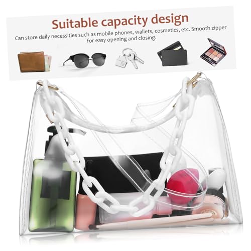 CONGARTENO Transparente Damen Schultertasche Kleine Umhängetasche Leicht Verstellbarer Riemen Minimalistische Freizeit Tasche Für Alltag Reise Party von CONGARTENO