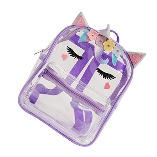 CONGARTENO Transparenter Rucksack Mit Einhorn-Muster Für Mädchen Durchsichtige Büchertasche Aus Kunststoff Genug Für Schreibwaren Bücher Und Wasserflaschen Leicht Und Tragbar Für von CONGARTENO
