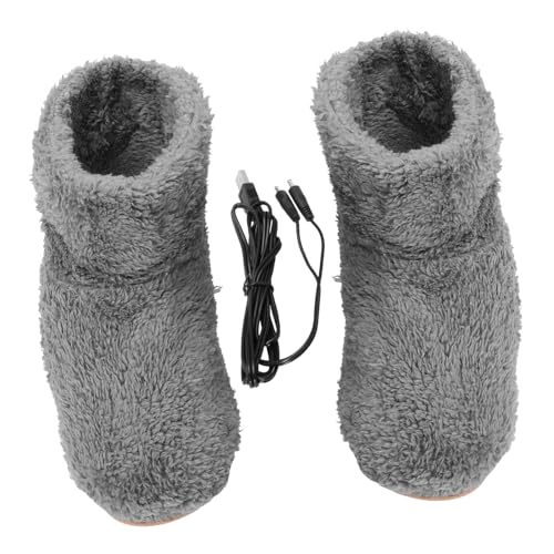 CONGARTENO USB Beheizbare Hausschuhe Herren Kuschelige Plüsch Fußwärmer Schuhe mit Rutschfester Sohle Langlebig Temperaturregelnd für Kalte Wintertage von CONGARTENO