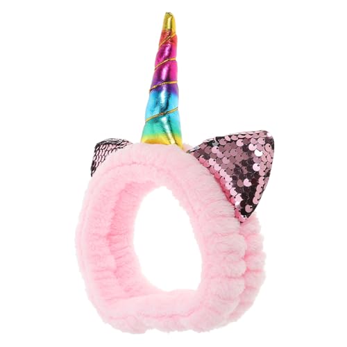 CONGARTENO Unicorn Spa Stirnband aus Weichem Korallenfleece Elastisch und Hautfreundlich Niedliches Make Up Haarband für Frauen und Mädchen zum Abschminken und Gesicht Waschen und Schonend von CONGARTENO