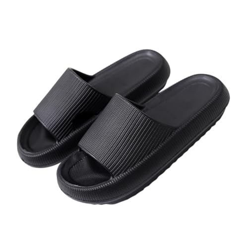 CONGARTENO Unisex Massage Badeschuhe Schwarz Indoor Sommer Slippers mit Dicker Komfort Sohle Rutschfeste Badezimmer Hausschuhe für Damen und Herren Leicht und Angenehm für Zuhause und Spa von CONGARTENO