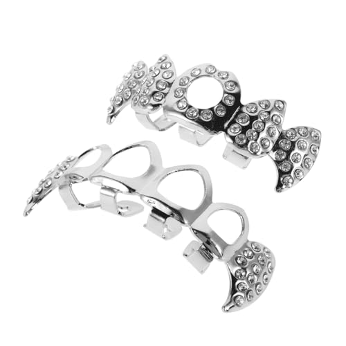 CONGARTENO Zahngrill Mit Strasssteinen Vampirzahn Design Hip-hop Zahnschmuck Für Halloween Mottopartys Cosplay Einzigartiger Männer Frauen Accessoire von CONGARTENO