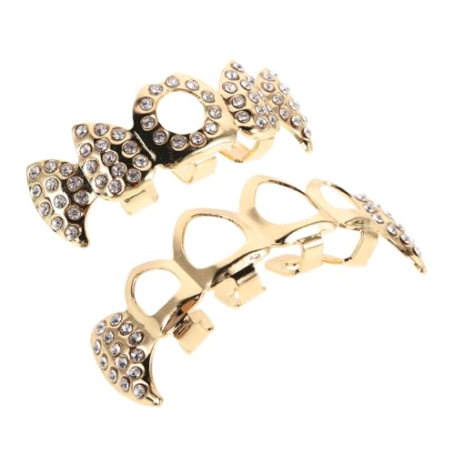 CONGARTENO Vampirzähne Grillzähne Strass Für Cosplay-events Auffälliger Zahnschmuck Für Halloween-feiern Komfortables Hohl-design Für Hip-hop-mode von CONGARTENO