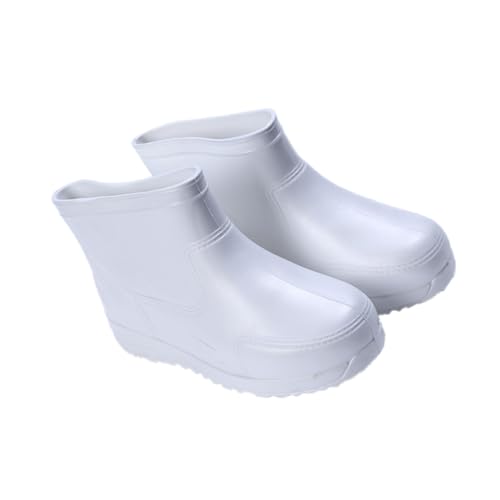 CONGARTENO Verdickte Rutschfeste Säure Alkalibeständige Regenlowboots Weiß Verschleißfeste Bequeme Niedrige Regenstiefel für Damen und Herren Sicherer Halt bei Nassem Wetter von CONGARTENO