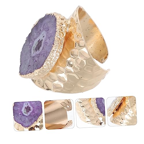 CONGARTENO Vergoldeter Damenring mit Unregelmäßigem Naturkristall Verarbeitung Modisches Design Komfortabel Tragbar Eleganter Schmuck für Stilbewusste Frauen und Geschenkideen von CONGARTENO