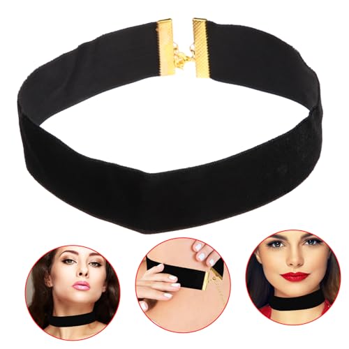 CONGARTENO Verstellbare Schwarze Samt choker Halskette Damen Breites Weiches Velvet Band Eleganter Schmuck für Halloween Valentinstag Geburtstag und Alltag von CONGARTENO