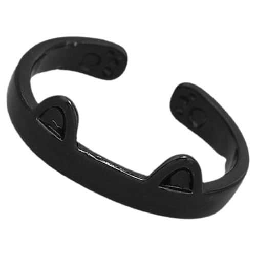 CONGARTENO Verstellbarer Damen Ring Katze Design Offener Fingerring Schwarz Kreativer Schmuck mit Einzigartiger Katzenform Komfortabler und Modischer Accessoire für Alltag und Festtage von CONGARTENO