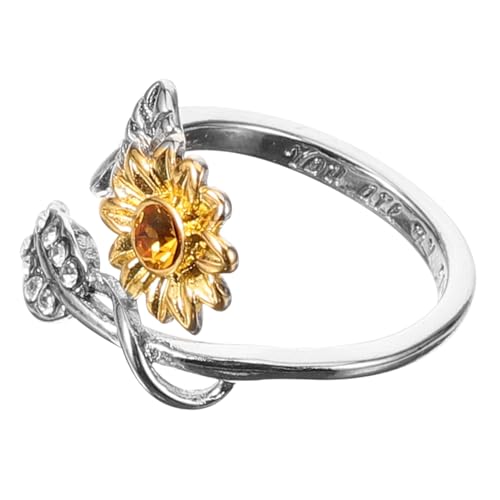 CONGARTENO Verstellbarer Damen Ring mit Sonnenblumen und Zirkonia Design Modischer Offener Fingerring für Stilvolle Looks bei Partys und Alltag Ästhetisches Schmuckaccessoire von CONGARTENO