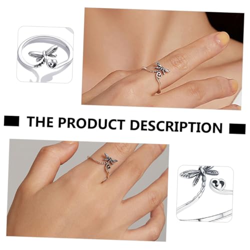 CONGARTENO Verstellbarer Damenring aus Sterling Silber mit Libellen und Kreativer Offener Fingerring Modischer Schmuck für Alltag und Party von CONGARTENO