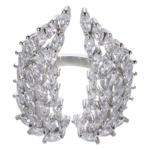 CONGARTENO Verstellbarer Damenring mit Funkelnden Zirkonia Offener Flügel Design Eleganter Schmuck für Geburtstag Hochzeit Party und Alltag Modisches für Frauen und Mädchen von CONGARTENO