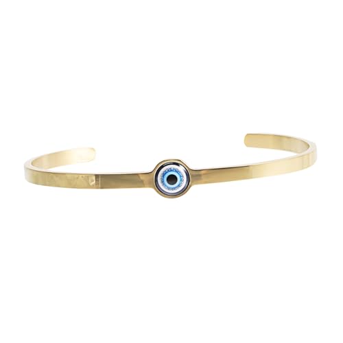 CONGARTENO Verstellbarer Evil Eye Armreif aus Titanstahl Damen Schmuck mit Türkisblauem Auge Elegantes Offenes Design für Freundin Geburtstag Weihnachten von CONGARTENO