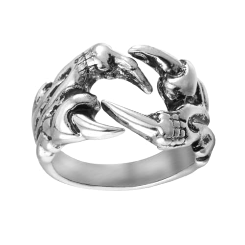CONGARTENO Verstellbarer Herrenring Punk Stil Offener Retro Fingerring mit Drachenklauen Design für Männer Modisches zu Geburtstag und Jubiläum von CONGARTENO