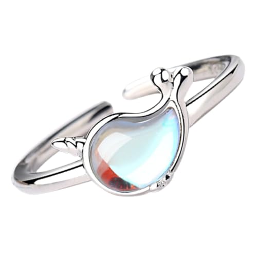 CONGARTENO Verstellbarer Offener Metallring Kleine Wal Damenring Modeschmuck aus Kupfer für Teen und Frauen Alltag von CONGARTENO