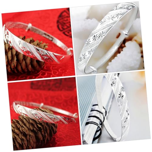 CONGARTENO Verstellbarer Silberfarbener Damenarmreif aus Kupfer mit Modischem Design Leichtes Hautfreundliches Schmuckstück für Geburtstag Hochzeit und Festliche Anlässe Stilvolles Armband von CONGARTENO