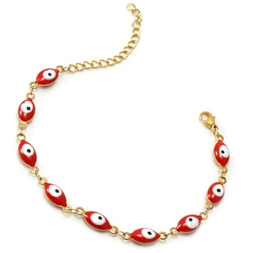 CONGARTENO Verstellbares Evil Eye Armband Damen Goldfarben Minimalistisches Schmuckstück Rotes Auge Design Hautfreundlich Langlebig Modisches Handgelenk Accessoire von CONGARTENO