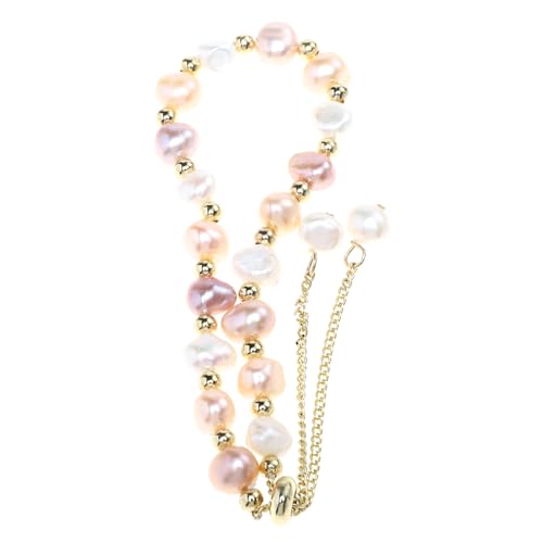 CONGARTENO Verstellbares Gold Perlenarmband Damen Schmuck mit Frischen Süßwasserperlen Eleganter Hautfreundlicher Rostfreier Charm für Frauen und Mädchen Modisches Geschenk für Jeden Anlass von CONGARTENO