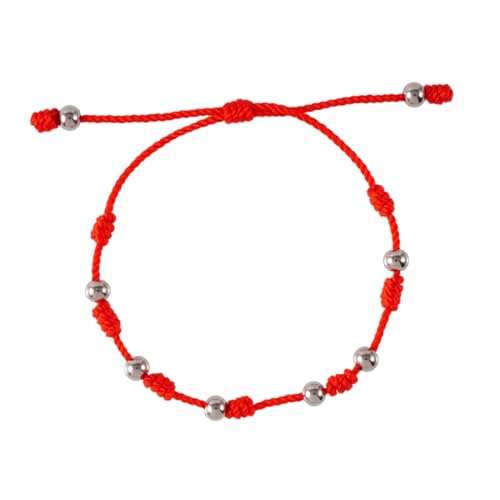 CONGARTENO Verstellbares Knoten Glücksarmband aus Seil mit Edelstahlperlen Handgewebtes Kabbalah Armband Verstellbares Schmuckstück für Damen und Mädchen Stilvolles von CONGARTENO