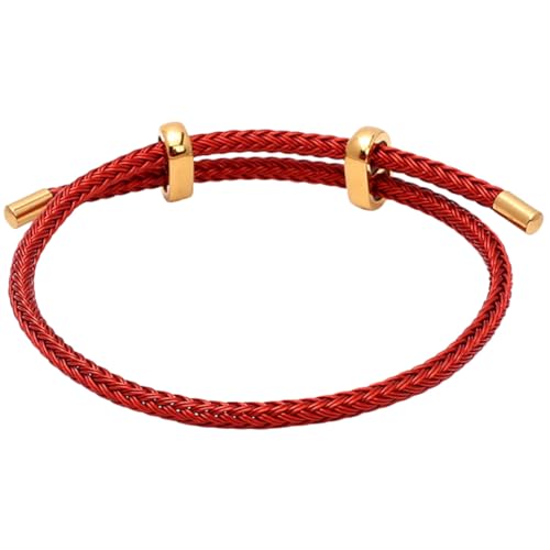 CONGARTENO Verstellbares Rotes Glücksarmband aus Handgefertigtem Geflochtenem Stahlseil Schutzsymbol für Damen und Herren Passendes DIY Armband für Alltag und Festliche Anlässe von CONGARTENO