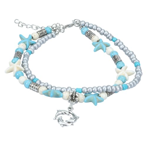 CONGARTENO Verstellbares Strand Fußkettchen Damen mit Meeres Delfin Armband Schmuck für Urlaub Sommerliche Accessoires Komfort Fußkette von CONGARTENO