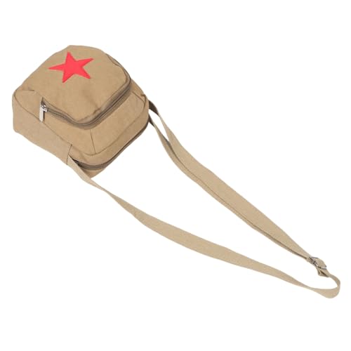 CONGARTENO Vintage Canvas Schultertasche mit Roter Chinesischem Stern Geräumige Umhängetasche für Alltag Reisen und Casual Wear Retro Military Stil Einzigartiges Design Vielseitige Canvas von CONGARTENO
